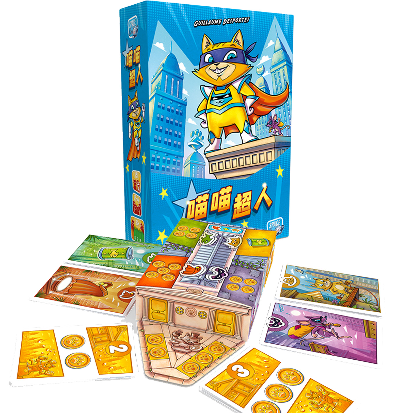 正版喵喵超人桌游6岁卡牌构筑