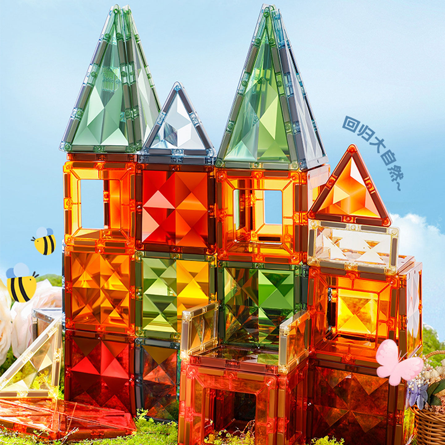 童年无限大自然磁力片含小车补充装幻彩磁力块大自然色积木100片,玩具/童车/益智/积木/模型,磁力片/磁性棒/磁性积木,淘宝优惠券,粉丝福利购,淘宝优惠卷