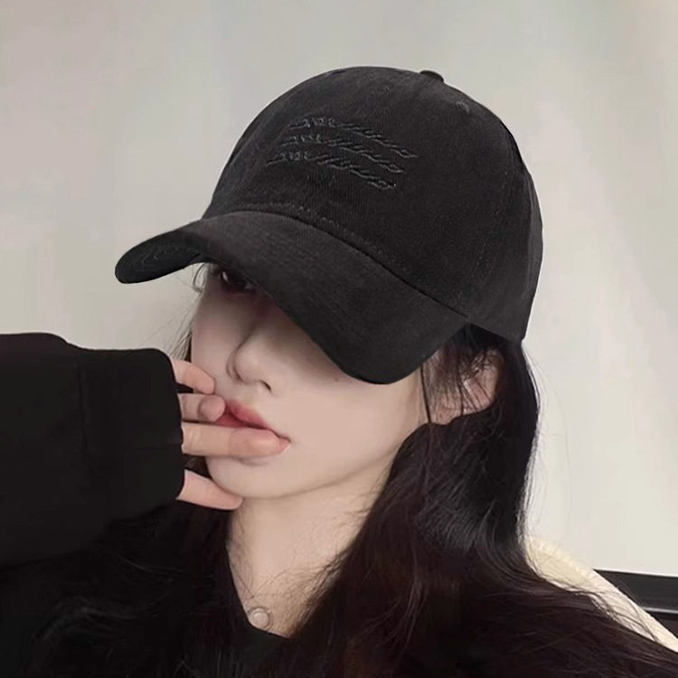 鸭舌帽女棒球帽女2024新款复古水洗磨毛防晒韩版百搭大头围帽子