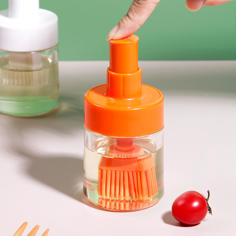 日式迷你小油壶带刷子厨房家用塑料食品级硅胶油刷油瓶一体酱油罐