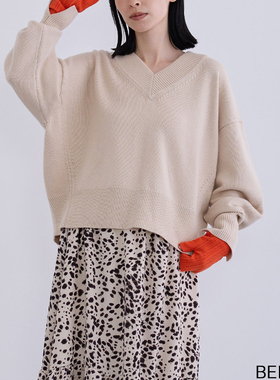 纯元 neuf ce... 大V领  羊绒羊毛针织长袖