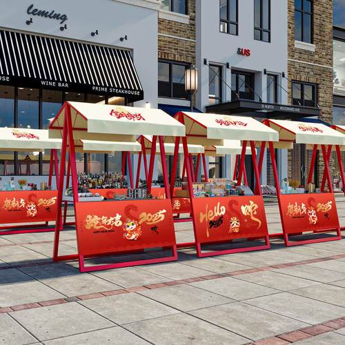 网红折叠摊位架铁艺活动棚架集市展示架户外夜市可移动摆地摊架子