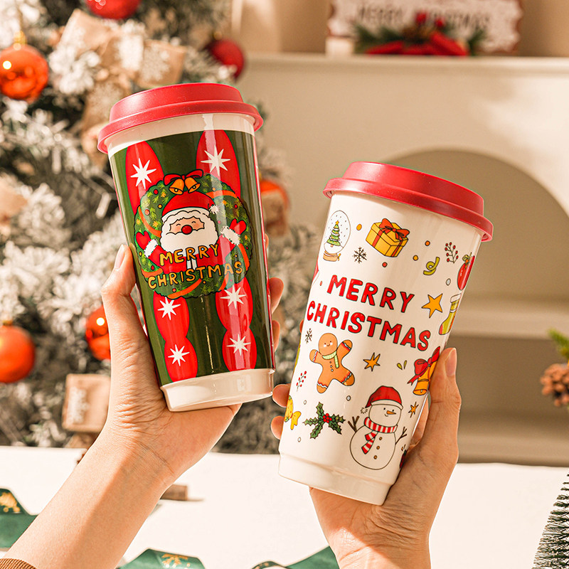 圣诞礼物陶瓷马克杯特别好看的杯子随手杯带盖情侣水杯子女伴手礼,餐饮具,马克杯,淘宝优惠券,粉丝福利购,淘宝优惠卷