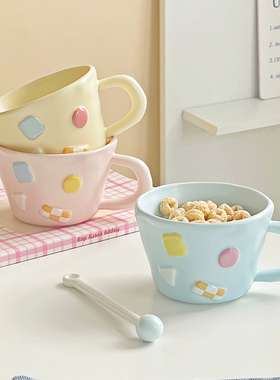 棉花糖创意陶瓷马克杯高颜值杯子家用早餐杯可爱咖啡杯女情侣水杯