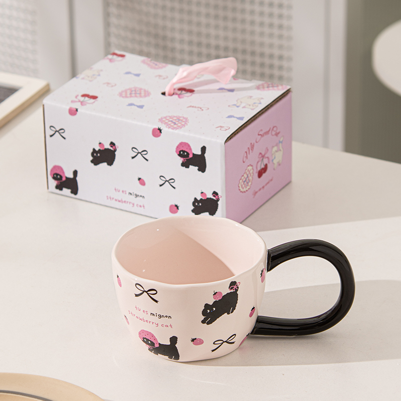 可爱猫咪陶瓷马克杯高颜值