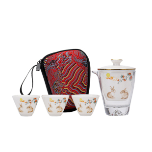羊脂玉一壶三杯旅行茶具家用快客茶具 便携式 2025新款 旅行茶具套装