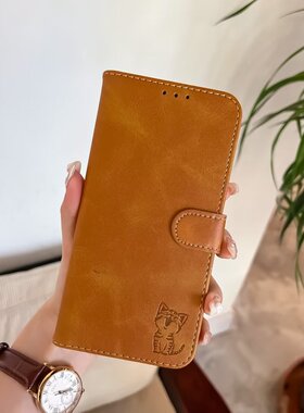 适用于iPhone17/air/16promax/16E/15plus/14pro可爱猫苹果13/12/11/xr翻盖手机壳皮套678plus/SE2/SE3