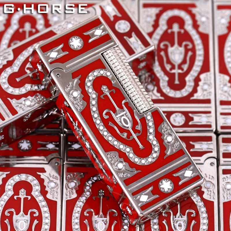 正品ghorse法国窄版充气打火机男女士超薄防风创意纯黄铜商务精品