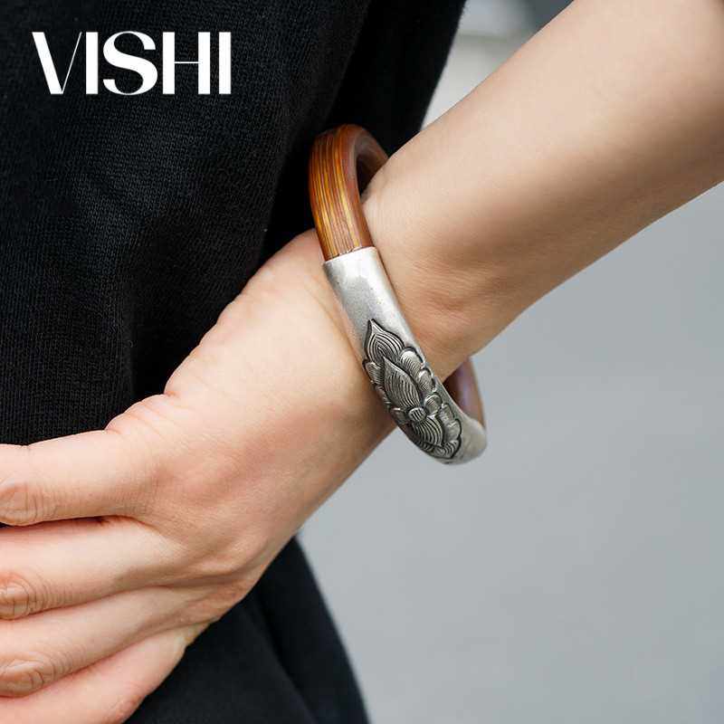 正品芬陀利花|未时足银錾刻手镯野生金刚藤镯张爱玲复古藤木非遗