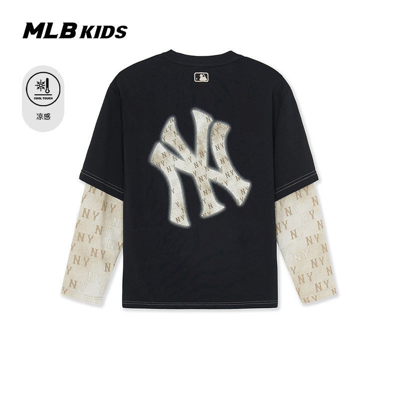 MLB儿童官方男女童复古潮奢背标凉感老花假两件T恤26春季新品,童装/婴儿装/亲子装,T恤,淘宝优惠券,粉丝福利购,淘宝优惠卷