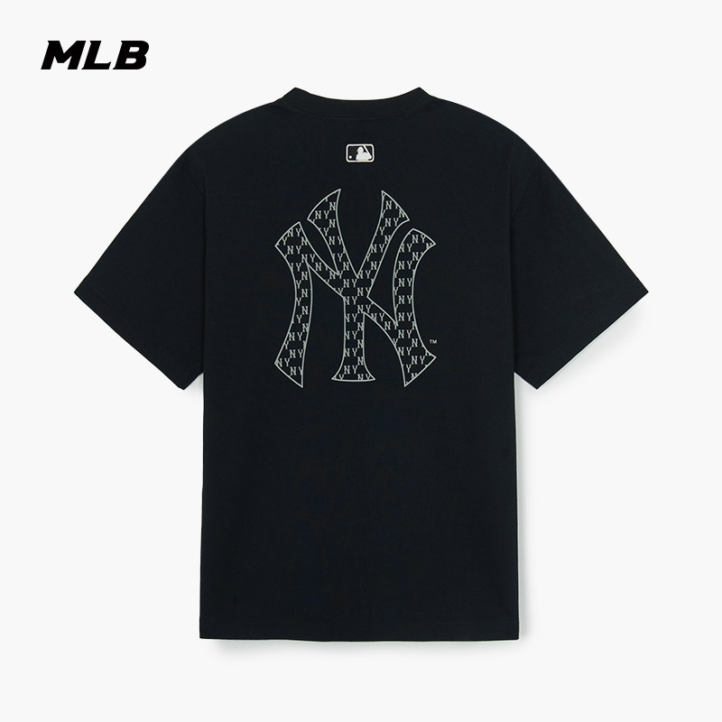 MLB官方男女情侣背标老花短袖宽松百搭休闲T恤夏季款TSM70图片