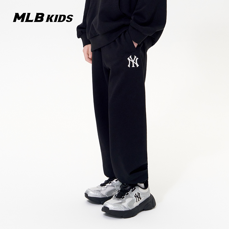 MLB儿童官方男女童精致出挑刺绣LOGO纯色潮流运动长裤25秋冬新款