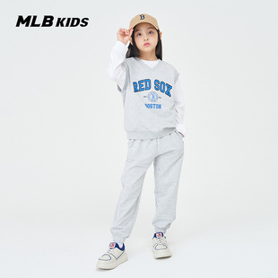 新款 24春季 MLB儿童官方男女童摩登复古字母印花学院风运动套装
