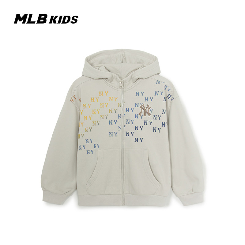 MLB儿童官方男女童复古精致刺绣LOGO渐变老花连帽衫秋冬款