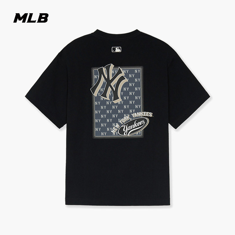 MLB官方男女情侣印花短袖后背时尚宽松舒适T恤夏季款