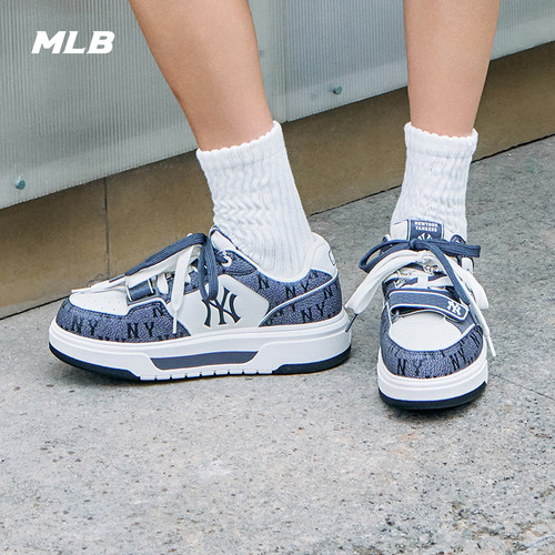 MLB官方男女同款百搭舒适厚底满印老花学长鞋春夏SXP02