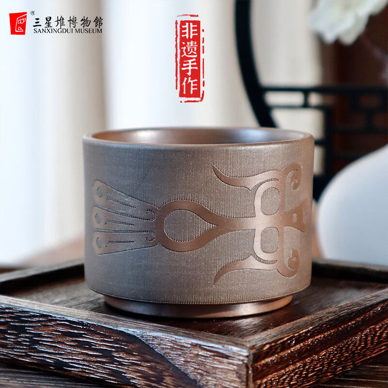 三星堆博物馆文创周边三星云砂杯面具主人杯茶杯手工制作酒杯酒具,餐饮具,茶杯,淘宝优惠券,粉丝福利购,淘宝优惠卷