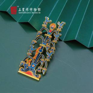 三星堆博物馆文创三星通天宇宙神树冰箱贴彩绘橱柜装饰门贴中国风