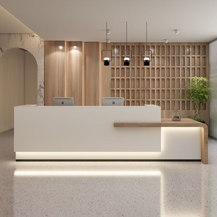 烤漆前台接待台公司服务工作咨询台现代简约办公吧台桌收银柜台定