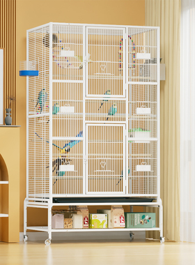 新款鸟笼鹦鹉笼特大号大空间鸟笼子家用三层别墅八哥玄凤专用笼子