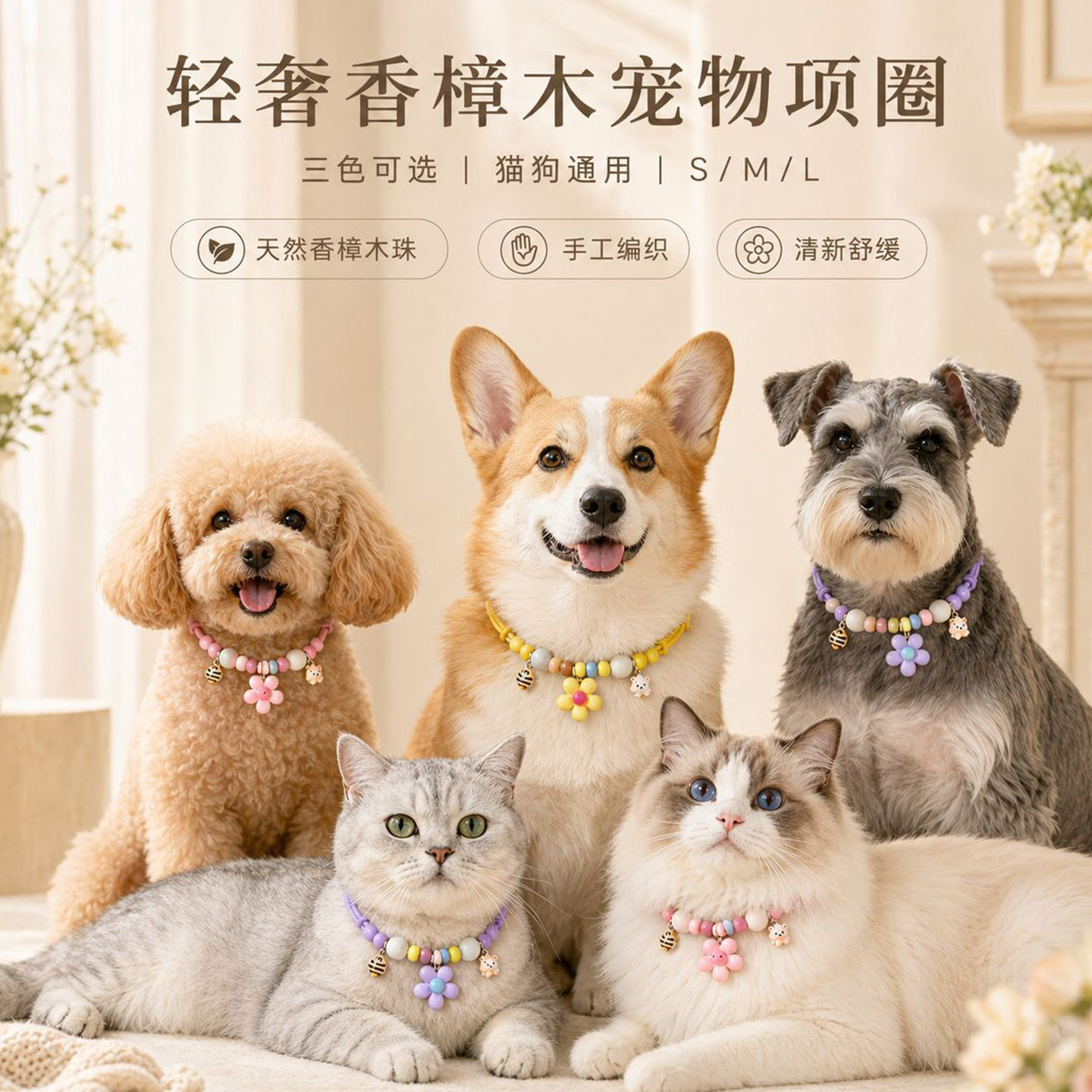 猫咪项圈驱虫宠物幼猫猫脖子防跳蚤专用项链小狗脖圈颈圈驱蚊配饰
