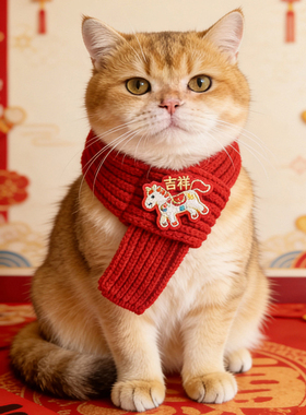 猫咪过年红色围脖新年宠物猫猫围兜小配饰狗狗喜庆围巾装扮装饰品