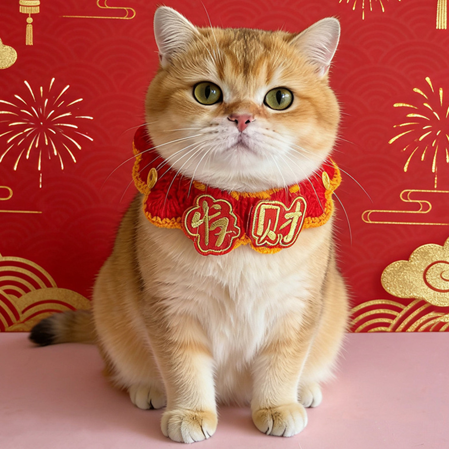 猫咪新年项圈过年喜庆红色围脖衣服宠物小猫猫围兜狗狗围巾装饰品
