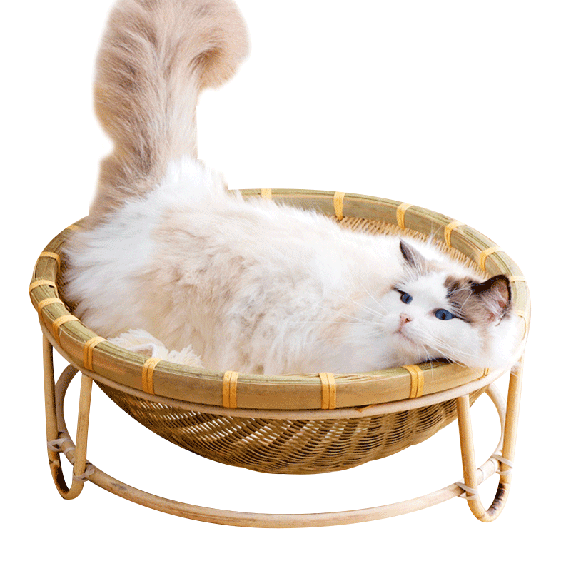 竹编猫窝四季通用藤编夏季草编猫床夏天猫咪睡觉凉席编织凉窝睡窝