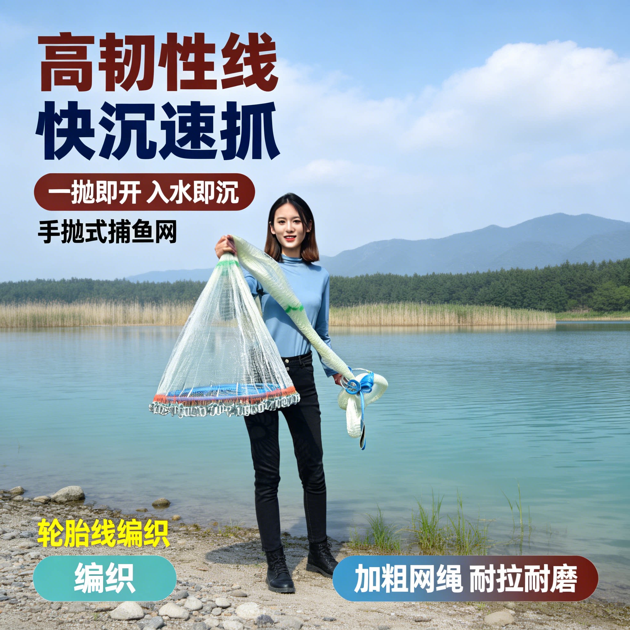 【七天试用】大飞盘式铁链抛撒网
