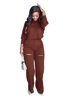 Loose Long Sleeves Shirts long Pants Two Piece Suits women