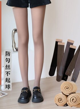 2024秋冬季加绒自然透肤长筒袜光腿神器大码护腿过膝袜防滑防勾丝