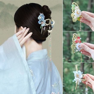 汉服发饰古风懒人福音绢花抓夹头饰古装造型后脑勺发夹发簪子配饰