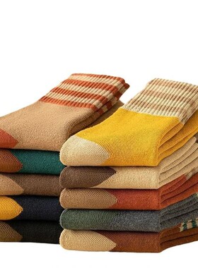 2024新款女士中筒袜秋冬季长袜毛圈袜冬天加绒加厚保暖棉袜