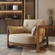新中国风实木单真皮沙发椅2025新古典胡桃客厅休闲椅懒人椅