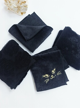 黑色系纯棉小方巾吸水家用厨房擦手巾清洁小毛巾男士擦汗手帕柔软