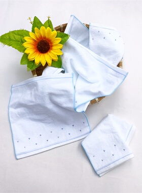 白色刺绣小方巾吸水吸汗纯棉手帕儿童洗脸面巾手绢柔软婴儿口水巾