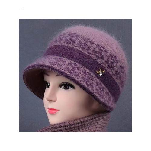 中老年人帽子冬天妈妈保暖加绒盆帽老人奶奶老太太针织毛线帽围巾