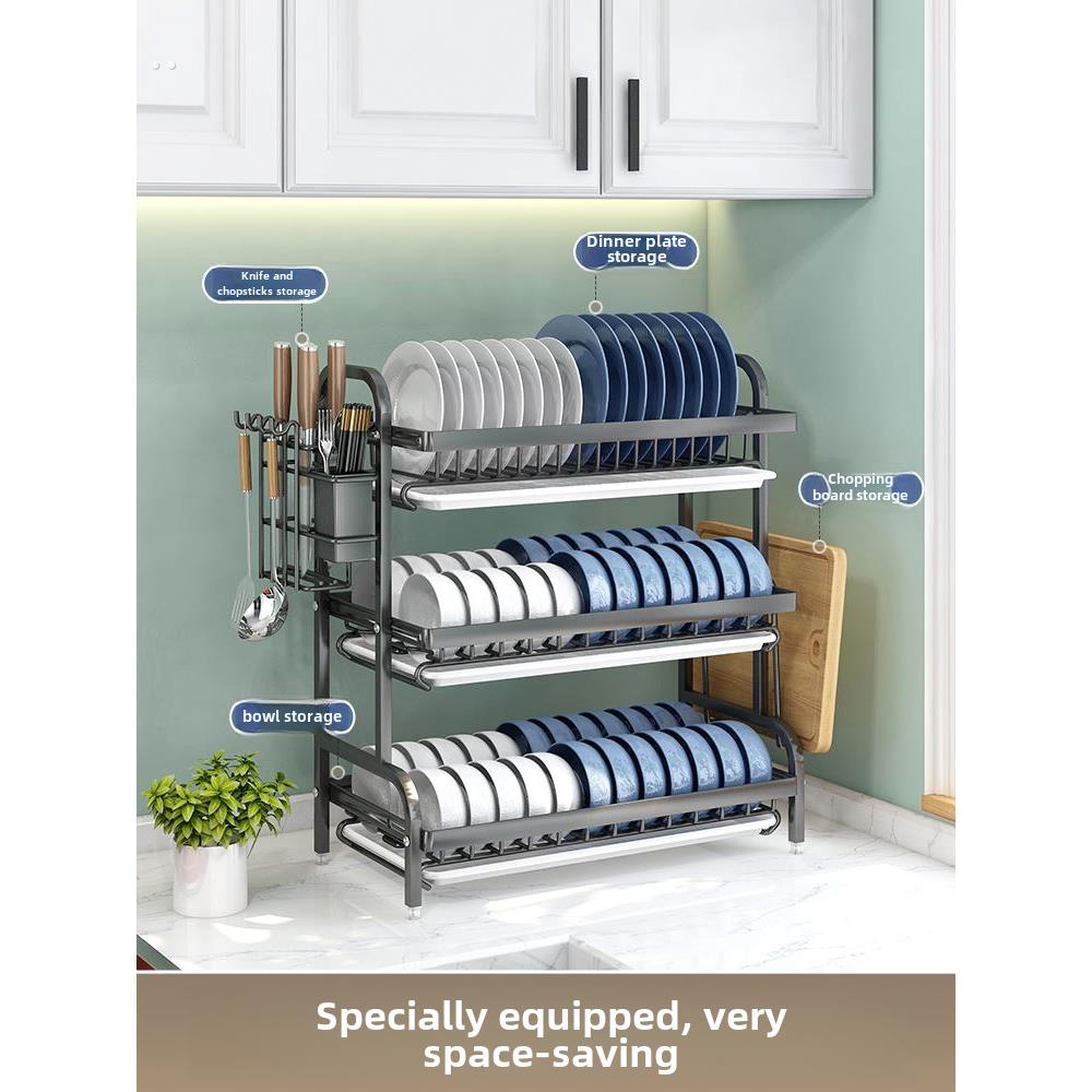 厨房置物架碗碟碗盘收纳架沥水架家用多功能放碗架碗筷收纳盒碗柜