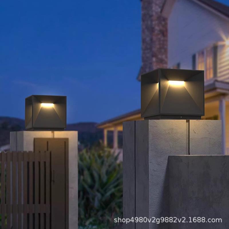 户外太阳能柱头灯别墅庭院围墙灯大门门柱灯太阳能花园围栏柱子灯