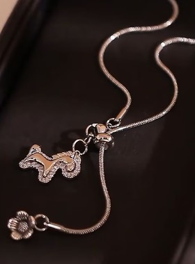 秋冬银色可抽拉小马项链