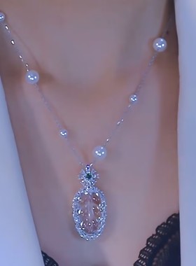 新款时尚半透明金枝玉叶珠珠项链