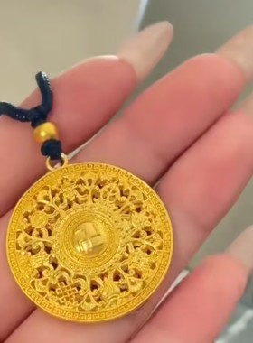 新中式圆形八宝罗盘项链女网红爆款轻奢气质百搭小众设计感项链女