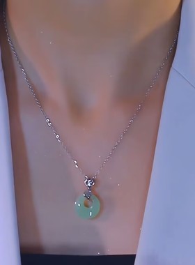 新中式如意绿色平安扣吊坠项链