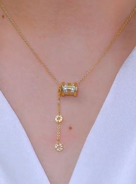 高级感金色小蛮腰吊坠流苏项链网红爆款个性时尚轻奢气质设计项链