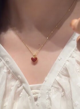 红色爱心轻奢显脸瘦女项链