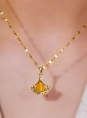 超闪三生有幸银杏叶项链女网红爆款气质时尚小众轻奢高级感项链女