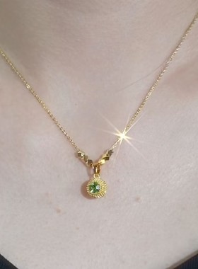 2024新款转运珠祖母绿榴莲项链女爆款小众设计感轻奢高级锁骨链女