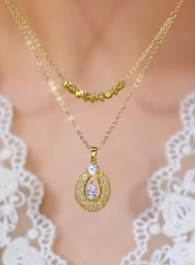 超闪双层转运珠金丝镂空平安扣项链女网红爆款时尚轻奢高级感项链