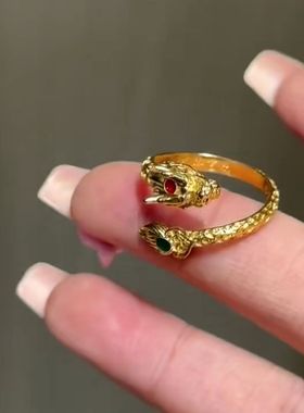 超闪金色飞龙在天生肖龙精致本命年平安转运复古网红爆款轻奢戒指