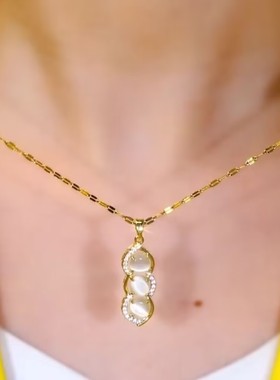 高级感猫眼石葫芦项链女网红爆款小众设计感气质潮流百搭气质项链